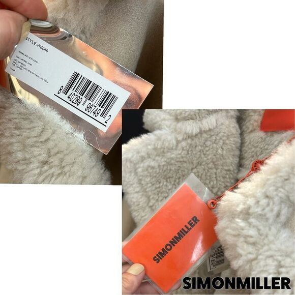 Simon Miller **NWT** Midi Jetz Faux-Fur Shearling Coat in Milk (Beige/Cream) - Picture 16 of 16